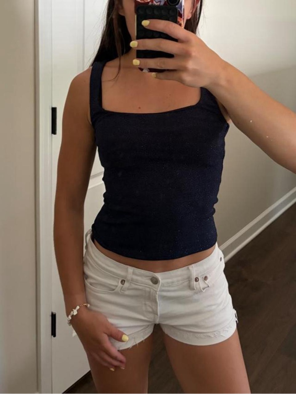 Sleek Black Square-Neck Tank Top